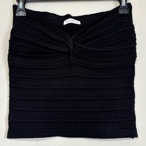 MISS LOVE black ruched twisted cropped knit sweater sweetheart tube top size M